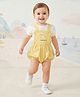 ToffyHouse Interlock Knit Half Sleeves Dungaree & Inner Tee With Duck Patch & Print - Lemon