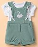 Toffyhouse Cotton Woven Half Sleeves Dungarees & Sets With Duck Embroidery - Green
