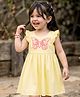 Babyoye 100% Cotton Woven Half Frill Sleeves Frock With Butterfly Embroidery & Applique - Yellow