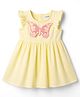 Babyoye 100% Cotton Woven Half Frill Sleeves Frock With Butterfly Embroidery & Applique - Yellow