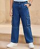 Arias Cotton Elastane Woven Full Length Washed Denim Jeans With Cargo Pockets - Blue