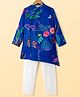 Pine Kids Woven Full Sleeves Floral Printed Kurta Pyjama Set - Blue