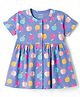 CUCUMBER Sinker Knit Half Sleeves Apple Printed Frocks - Blue