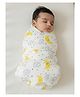 The Mom Store Multipurpose Muslin Moon & Stars Print Baby Swaddle Wrap - White & Yellow