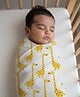 The Mom Store Multipurpose Muslin Giraffe Print Baby Swaddle Wrap - White & Yellow