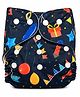 The Mom Store Cotton Party Print Re-Usable Cloth Diaper - Black
