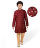 Pine Kids Woven Full Sleeves Floral Embroidered Kurta & Pyjama Set - Maroon