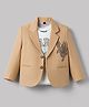 Dapper Dudes Woven Full Sleeves Text Printed T-Shirt & Blazer With Eagle Embellishment - Khaki