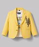 Dapper Dudes Woven Full Sleeves Text Printed T-Shirt & Blazer With Eagle Embellishment - Yellow