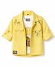 Dapper Dudes Woven Full Sleeves Jacket with Text Printed T-Shirt - Yellow
