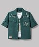 Dapper Dudes Woven Full Sleeves Good Vibes Text Printed T-Shirt With Blazer - Green