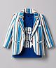 Dapper Dudes Woven Full Sleeves Striped Blazer With Text Printed T-Shirt - Blue