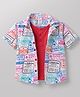 Dapper Dudes Woven Half Sleeves Country Stamp Printed Shirt With Attached Tee - Pink