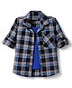 Dapper Dudes Woven Full Sleeves Checked Shirt With Attached Tee - Blue