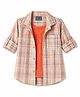 Dapper Dudes Woven Full Sleeves Checked Shirt With Attached Tee -Orange
