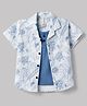 Dapper Dudes Woven Half Sleeves Floral Printed Shirt With Attached Tee - Light Blue