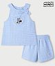Babyhug Disney 100% Cotton Woven Sleeveless Top and Shorts Set with Checks and Minnie Mouse Print in Blue