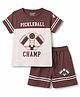 CUCUMBER Sinker Knit Half Sleeves T-Shirt & Shorts Set With Pickle Ball Print - Maroon