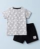 CUCUMBER Sinker Knit Half Sleeves T-Shirt & Shorts Night Suit With Bunny Print - Grey