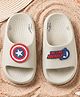 Pine Kids Marvel Slip On Flip Flops With Avengers Captain America Theme Applique - Beige