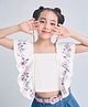 Arias Cotton Woven Crepe Top with Sleeveless and Floral Embroidery in White for 6-7 Years