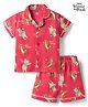 CUCUMBER Sinker Knit Half Sleeves Winnie the Pooh  Printed Shirts & Shorts Night Suit - Red