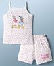 CUCUMBER Sinker Knit Sleeveless Top & Shorts Night Suit With Daisy & Donald Duck Graphic - Off White