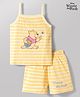 CUCUMBER Sinker Knit Sleeveless Striped Top & Shorts Night Suit With Winnie The Pooh Graphic - Light Lemon
