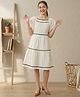 Lil Tomatoes Cotton Woven Half Flutter Sleeves Lace Embellished Dress - White