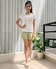 Lil Tomatoes Cotton Knit Half Sleeve Typography & Lemon Printed Top & Shorts Night Suit - White