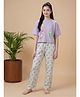 Lil Tomatoes Cotton Knit Half Sleeves Ice Cream Printed Top & Pajama Night Suit - Lilac