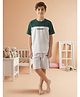 Lil Tomatoes Cotton Knit Half Sleeves Colour Blocked Summer Text Printed Tee & Shorts Night Suit - Green