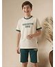 Lil Tomatoes Cotton Knit Half Sleeves Typography Printed Tee & Shorts Night Suit - Cream