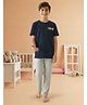Lil Tomatoes Cotton Knit Half Sleeves Typography Printed Tee & Pajama Night Suit - Navy Blue