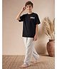 Lil Tomatoes Cotton Knit Half Sleeves Typography Printed Tee & Pajama Night Suit - Black