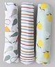 Zoe 100% Cotton Muslin Multipurpose Swaddle Wrap Pack of 3 Little Wanderer Set | Fruits Prints - Multicolour | Soft & Breathable Fabric | Lightweight & Comfortable | Newborn Essential