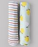 Zoe 100% Cotton Muslin Multipurpose Swaddle Wrap Pack of 2 Little Wanderer Set | Fruits Prints - Multicolour | Soft & Breathable Fabric | Lightweight & Comfortable | Newborn Essential