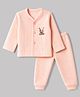 Little Darlings Cotton Knit Full Sleeves Thermal Inner Wear With Rhinoceros Print - Peach