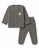 Little Darlings Cotton Knit Full Sleeves Sheep Printed Thermal Inner Wear Set - Grey