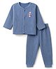 Little Darlings Cotton Knit Full Sleeves Thermal Inner Wear Set With Penguin Print - Blue