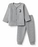 Little Darlings Cotton Knit Full Sleeves Thermal Inner Wear With Hedgehog Print - Light Grey