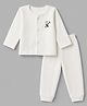 Little Darlings Cotton Knit Full Sleeves Panda Printed Thermal Inner Wear Set - White