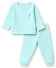 Little Darlings Cotton Knit Full Sleeves Thermal Inner Wear With Bunny Print - Aqua Blue
