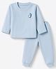 Little Darlings Cotton Knit Full Sleeves Penguin Printed Thermal Inner Wear Set  - Light Blue