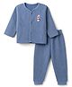 Little Darlings Cotton Knit Full Sleeves Thermal Inner Wear Set With Penguin Print - Blue
