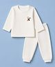 Little Darlings Cotton Knit Full Sleeves Panda Printed Thermal Inner Wear Set - White