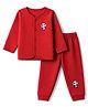 Little Darlings Fleece Knit Full Sleeves Co-Ords T-Shirt & Pyjama Winter Wear Night Suit with Panda Print - Maroon