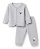 Little Darlings Fleece Knit Full Sleeves Co-Ords T-Shirt & Pyjama Winter Wear Night Suit with Mouse Print -  Grey
