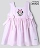 Bonfino Disney 100% Cotton Woven Sleeveless Striped Frock With Mickey Mouse Graphic - Light Pink