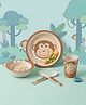 THE BAMBOO CO Mighty Monkey Bamboo Kids Dinner /Feeding Set of 5- Round Edition